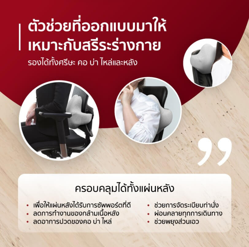 หมอนรองหลัง FENNIX รุ่น SHAPE CAR PILLOW สีเทา_4